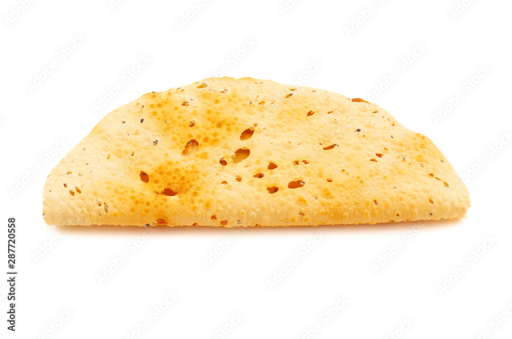 Indian Snack Dish Roasted Papad Also Know as Papadum or Crackers Isolated on White Background