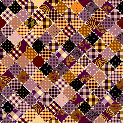 Patchwork textile pattern. Seamless quilting design background.