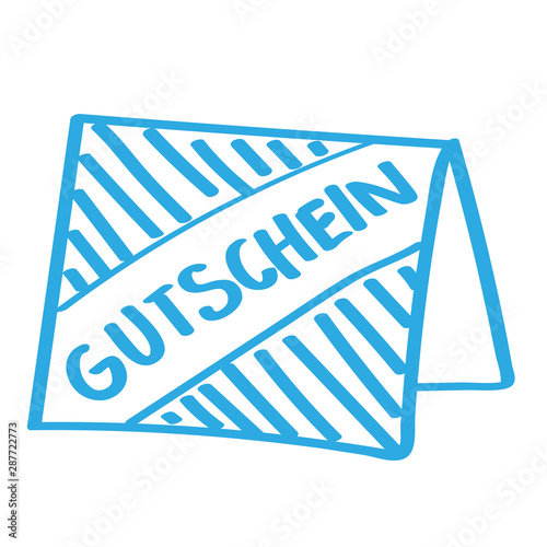 Handgezeichnete Gutschein-Karte in blau