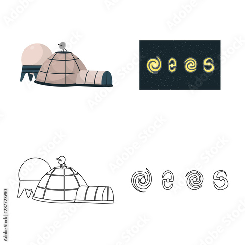 Vector illustration of astronomy and technology logo. Collection of astronomy and sky vector icon for stock.