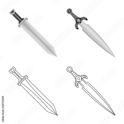 Isolated object of game and armor symbol. Collection of game and blade stock vector illustration.