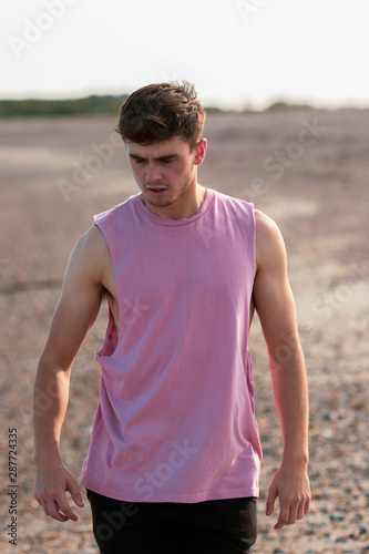 Golden hour beach walking