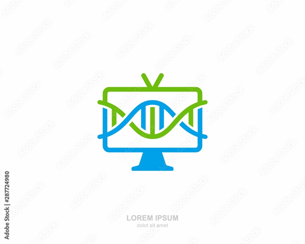 DNA monitor screen Logo vector design template DNA monitor screen Logo vector design template