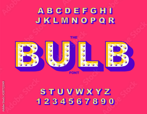 Retro light bulb bright alphabet. Vector of modern bold font and alphabet. Vintage Alphabet vector.