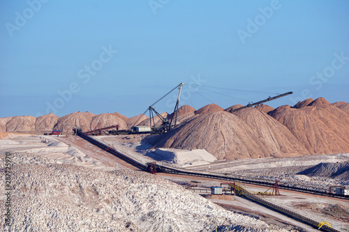 Dangerous mining of salt and minerals. Dumps in the production of potash fertilizers in Salihorsk, Belarus