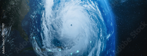 Aerial view from the space of a hurricane photo