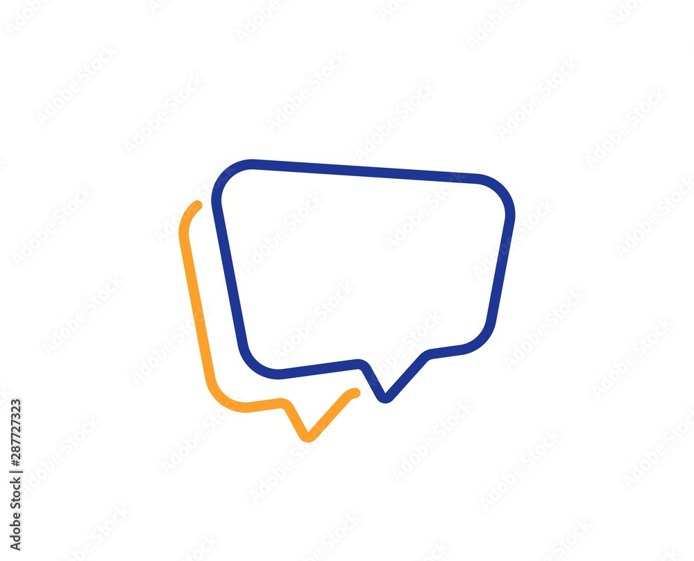 Chat sign. Speech bubble line icon. Social media message symbol. Colorful outline concept. Blue and orange thin line speech bubble icon. Vector Chat sign. Speech bubble line icon. Social media message symbol. Colorful outline concept. Blue and orange thin line speech bubble icon. Vector