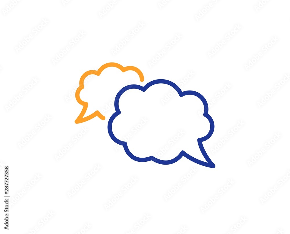 Comic speech bubble sign. Messenger line icon. Chat message symbol. Colorful outline concept. Blue and orange thin line messenger icon. Vector Comic speech bubble sign. Messenger line icon. Chat message symbol. Colorful outline concept. Blue and orange thin line messenger icon. Vector