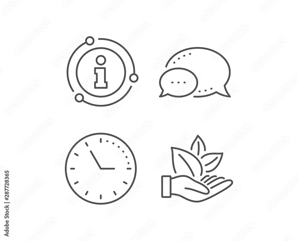 Organic product line icon. Chat bubble, info sign elements. No artificial colors sign. Natural flavors symbol. Linear organic product outline icon. Information bubble. Vector Organic product line icon. Chat bubble, info sign elements. No artificial colors sign. Natural flavors symbol. Linear organic product outline icon. Information bubble. Vector