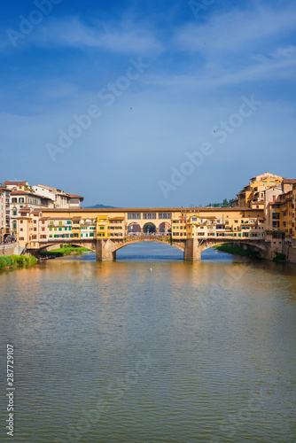 View of the famous Ponte Vecchio  Old Bridge  over River Arno in the historic center of Florence