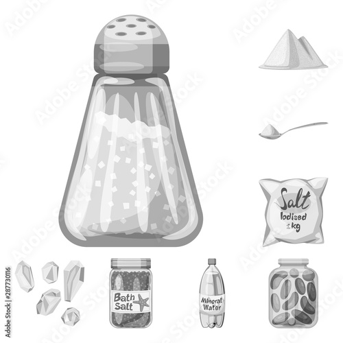 Isolated object of salt and food icon. Set of salt and mineral stock vector illustration.