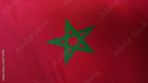 Morocco national flag seamlessly waving on realistic satin texture 29.97FPS photo