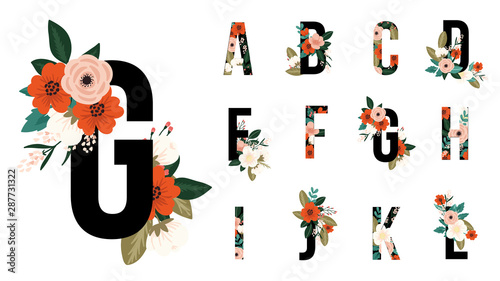 Floral alphabets collection