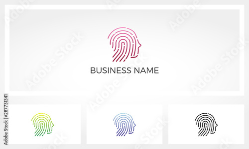 Fingerprint With Shape Of A Human Head Logo