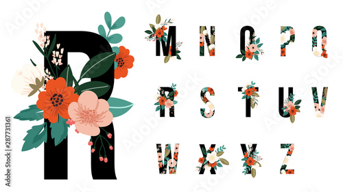 Floral alphabets collection