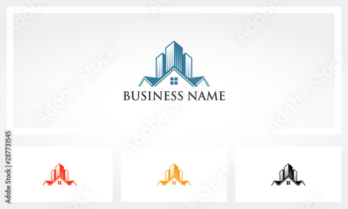 Houses And Tall Building On The Back Logo