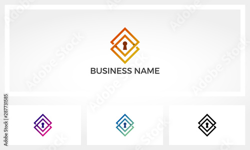 Keyhole Inside Double Square Logo