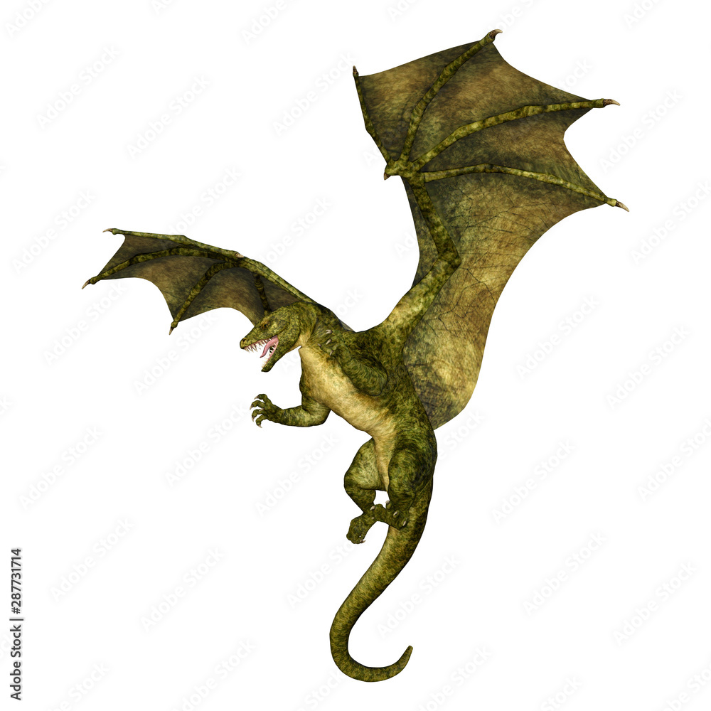 3D Rendering Fairy Tale Dragon on White 3D Rendering Fairy Tale Dragon on White