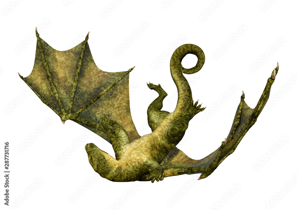 Naklejka premium 3D Rendering Fairy Tale Dragon on White