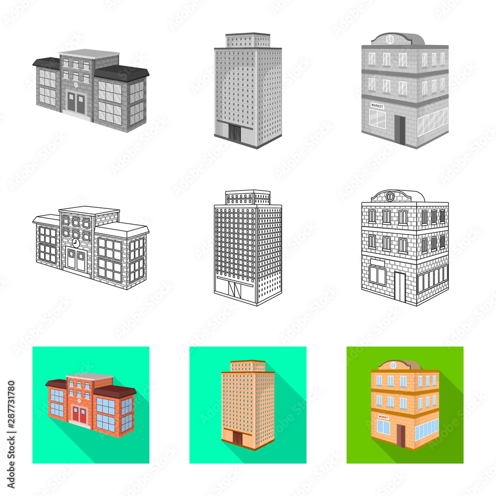 Vector design of construction and building icon. Collection of construction and estate vector icon for stock.