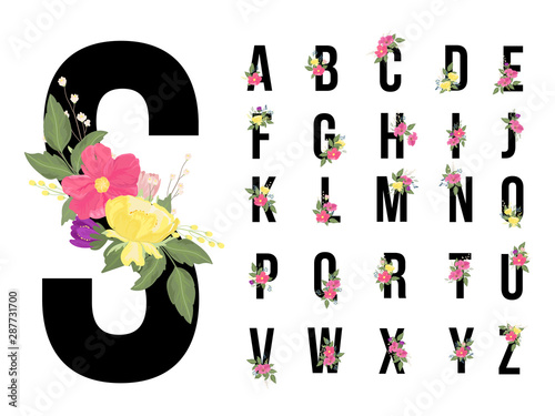 Floral alphabets collection