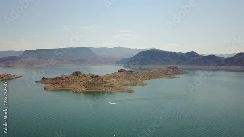 Lake Mead Aerial Drone Shot Boat/Jetski driving in Circle 4K