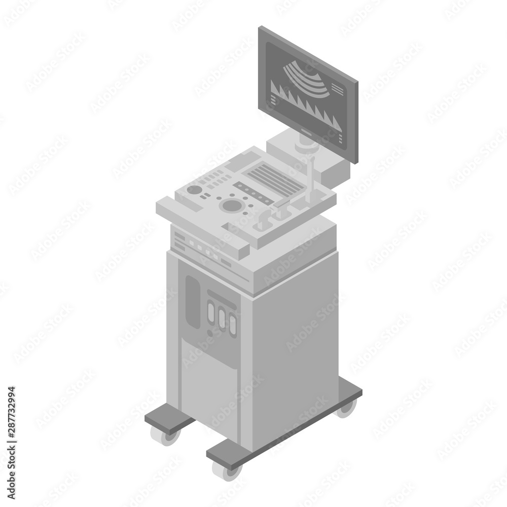 Ultrasound equipment icon. Isometric of ultrasound equipment vector icon for web design isolated on white background Ultrasound equipment icon. Isometric of ultrasound equipment vector icon for web design isolated on white background