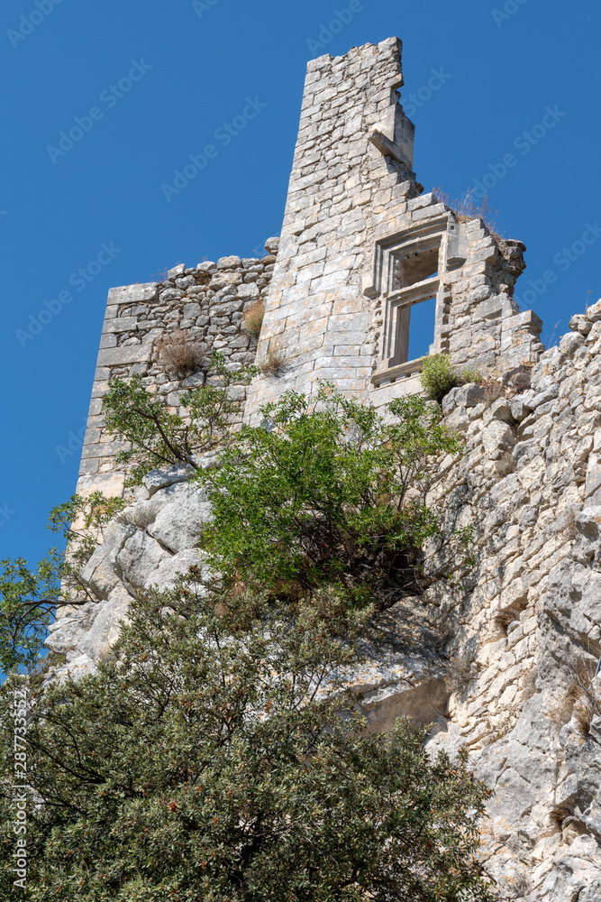old wall in Oppede le Vieux village perched on cliff in Luberon France