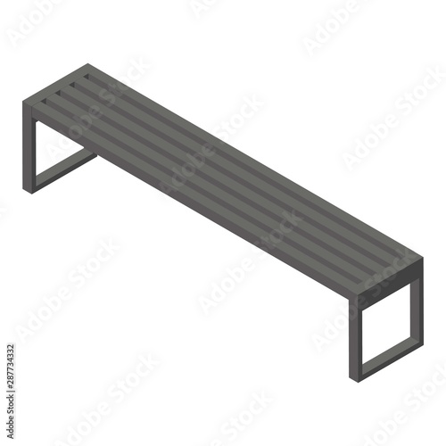 Long park bench icon. Isometric of long park bench vector icon for web design isolated on white background