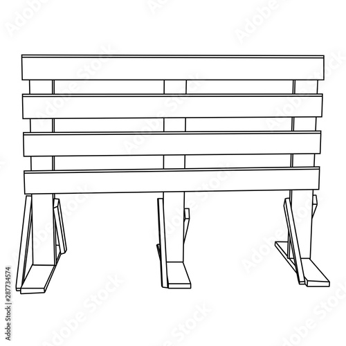 portable wooden fencing. isolated outline vector illustration