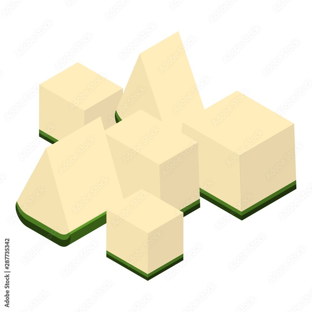 Cutted pieces of avocado icon. Isometric of cutted pieces of avocado vector icon for web design isolated on white background Cutted pieces of avocado icon. Isometric of cutted pieces of avocado vector icon for web design isolated on white background