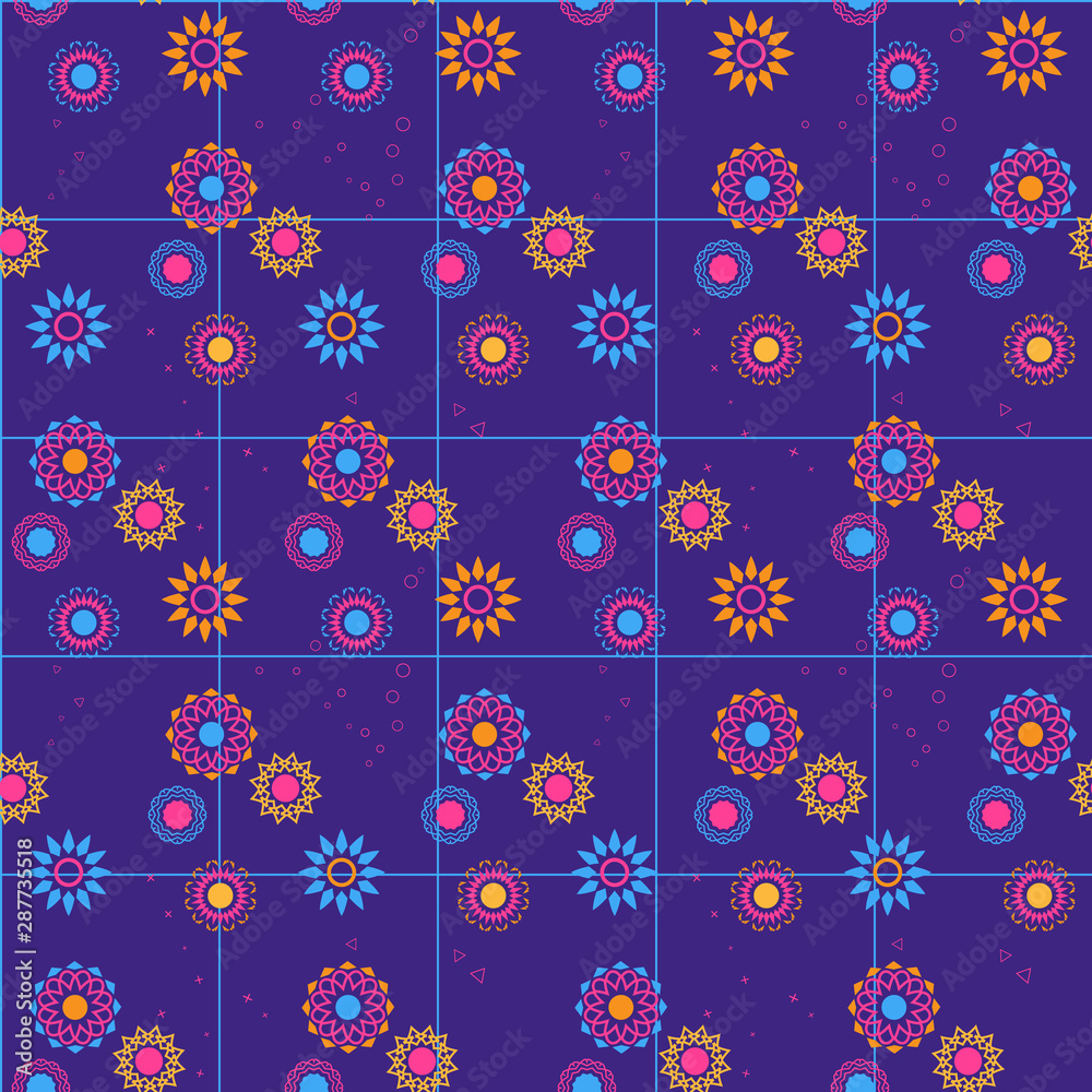 Obraz premium Geometric flower background for fabric, wallpaper or web.