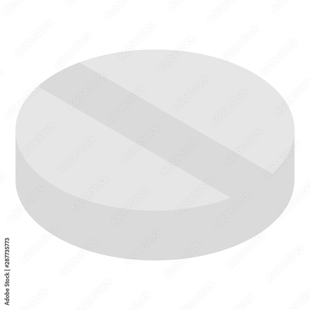 Round pill icon. Isometric of round pill vector icon for web design isolated on white background Round pill icon. Isometric of round pill vector icon for web design isolated on white background