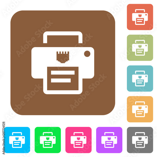 IP printer rounded square flat icons