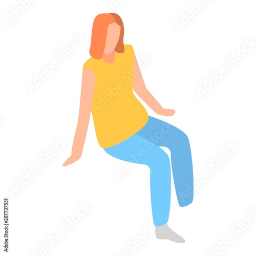 Sit woman icon. Isometric of sit woman vector icon for web design isolated on white background