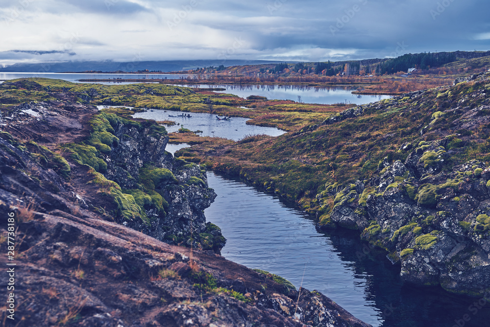Landscape in Thingvellir is a national park in Iceland.