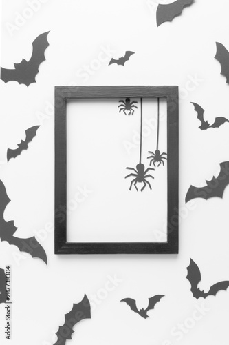 Top view halloween frame with spiders