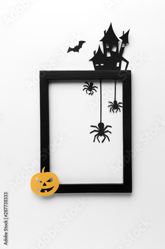 Creepy halloween frame with pumpkin