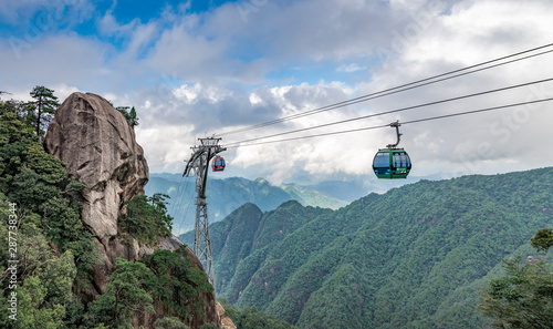 Scenery and cableway of sanqing mountain in shangrao city, jiangxi province, China