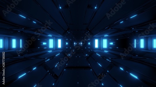 dark clean sci-fi space tunnel corridor 3d rendering background wallpaper