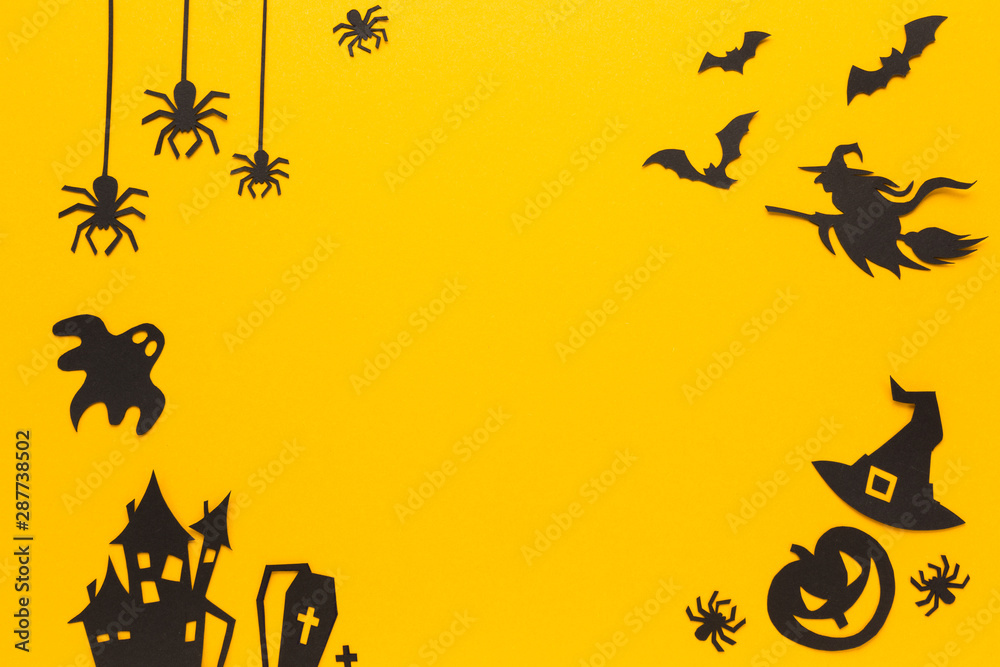 Halloween party elements with orange background