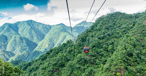 Scenery and cableway of sanqing mountain in shangrao city, jiangxi province, China photo