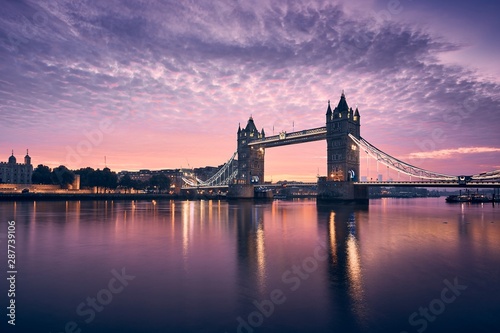 Tower Bridge at colorful sunrise