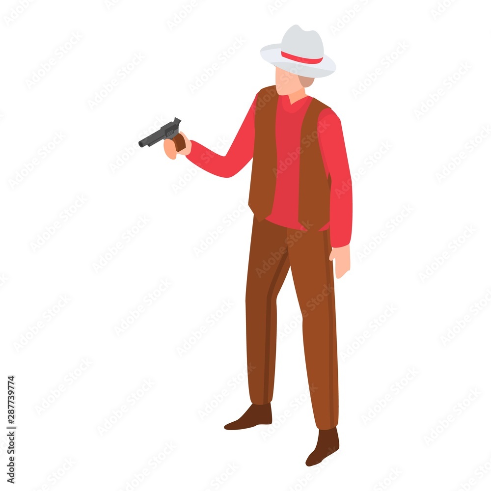 Cowboy pistol icon. Isometric of cowboy pistol vector icon for web design isolated on white background Cowboy pistol icon. Isometric of cowboy pistol vector icon for web design isolated on white background