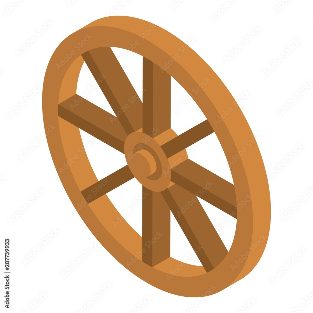 Wood wheel carriage icon. Isometric of wood wheel carriage vector icon for web design isolated on white background