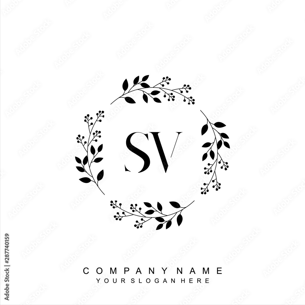 Letter lv wedding monogram logo design Royalty Free Vector