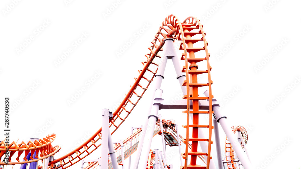 roller coaster on white background Photos | Adobe Stock