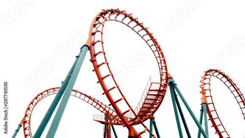 Fototapeta Naklejka Na Ścianę i Meble -  roller coaster on white backgroung