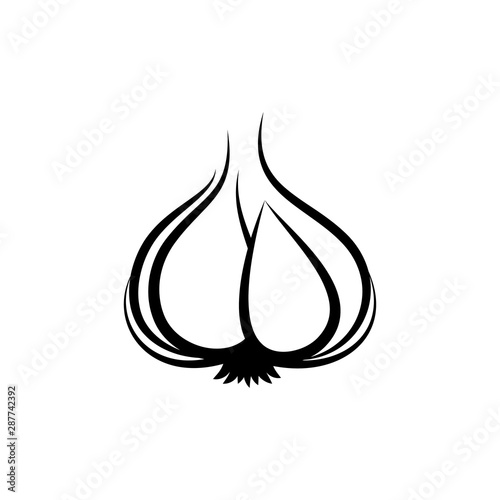 Simple black vector garlic icon isolated on white