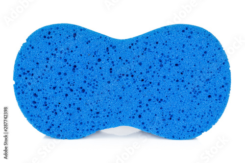 Blue sponge for car washing isolate on white background